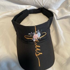Black Visor with Floral Design